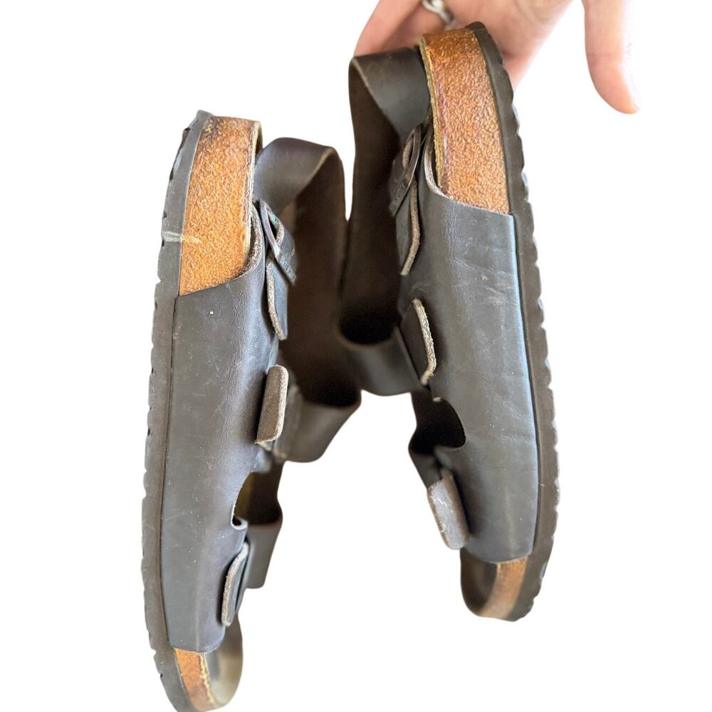 Birkenstock Milano Brown Leather Multi Buckle Cork Base Sandal Size 45 (12-12.5) - Picture 5 of 9